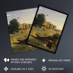 "Artery8 Camille Corot Hagar & Her Son in the Wilderness Wall Art Print - Size: W12"" x H16""" - thumbnail 2