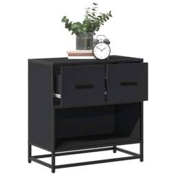 Berkfield Home Elegant Bedside Cabinet Black 60x31x60 cm Engineered Wood & Metal - Size: 60 x 31 x 60 cm - thumbnail 2