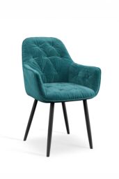 More4Homes Set Of 8 Anika Modern Velvet Dining Chair Padded Seat Metal Legs in Blue - thumbnail 2