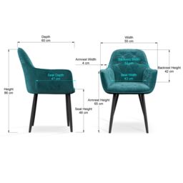 More4Homes Set Of 8 Anika Modern Velvet Dining Chair Padded Seat Metal Legs in Blue - thumbnail 7