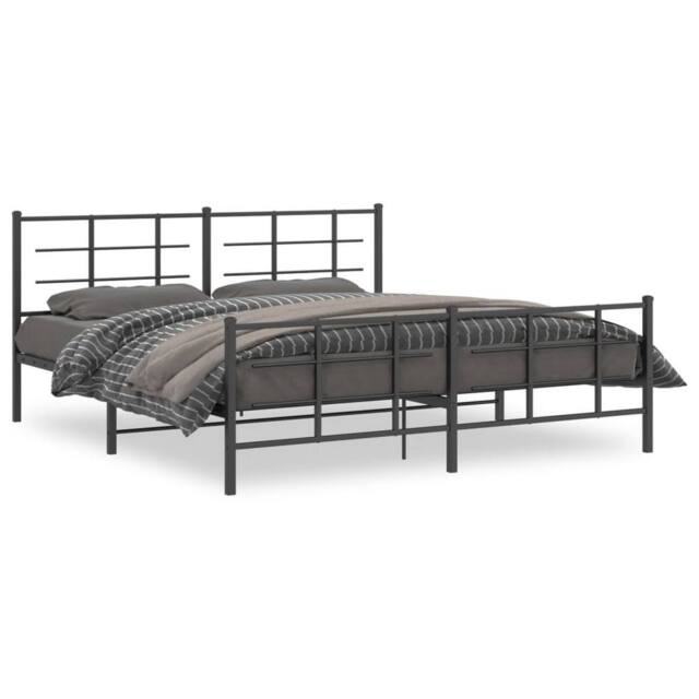 Berkfield Home Metal Bed Frame without Mattress with Footboard Black 183x213cm - Size: 183x213 cm - image 1