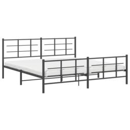 Berkfield Home Metal Bed Frame without Mattress with Footboard Black 183x213cm - Size: 183x213 cm - thumbnail 4