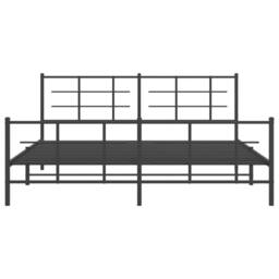 Berkfield Home Metal Bed Frame without Mattress with Footboard Black 183x213cm - Size: 183x213 cm - thumbnail 5