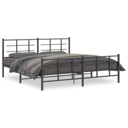 Berkfield Home Metal Bed Frame without Mattress with Footboard Black 183x213cm - Size: 183x213 cm - thumbnail 1