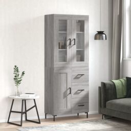 Berkfield Home Highboard Grey Sonoma 69.5x34x180 cm Engineered Wood - thumbnail 1