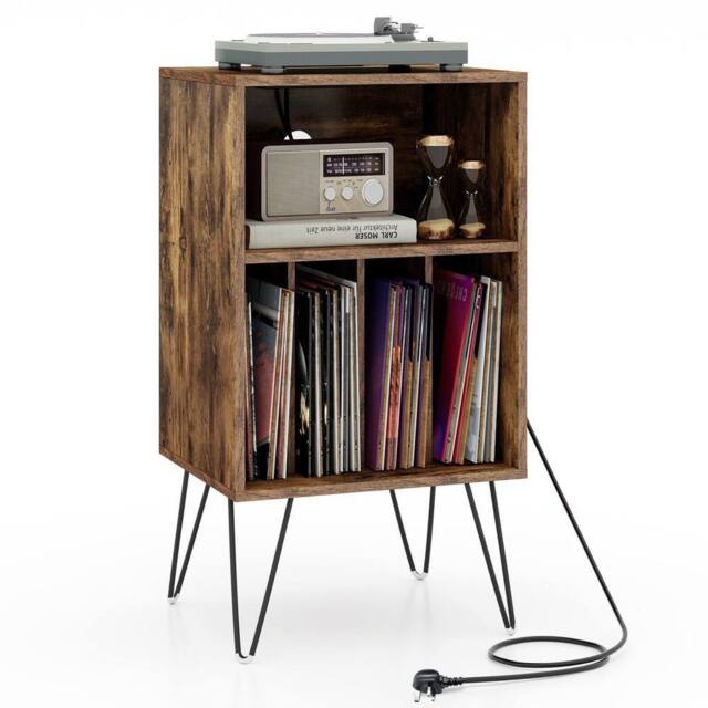 Costway Record Player Stand 3-Tier Turntable Stand Vinyl Record Storage Table in Brown - image 1