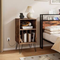 Costway Record Player Stand 3-Tier Turntable Stand Vinyl Record Storage Table in Brown - thumbnail 7