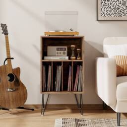 Costway Record Player Stand 3-Tier Turntable Stand Vinyl Record Storage Table in Brown - thumbnail 4