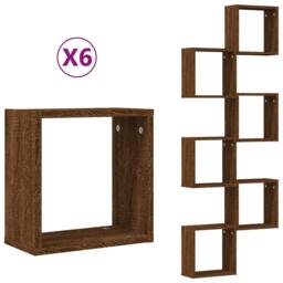 Berkfield Home Wall Cube Shelves 6 pcs Brown Oak 30x15x30 cm - Size: 30 x 15 x 30 cm - thumbnail 2