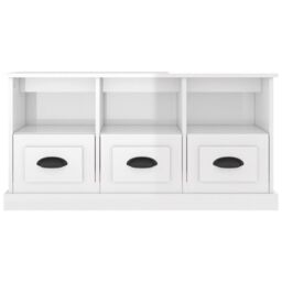 Berkfield Home TV Cabinet High Gloss White 100x35x50 cm Engineered Wood - Size: 100 x 35 x 50 cm - thumbnail 6