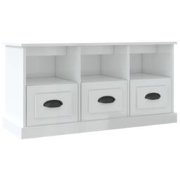 Berkfield Home TV Cabinet High Gloss White 100x35x50 cm Engineered Wood - Size: 100 x 35 x 50 cm - thumbnail 2