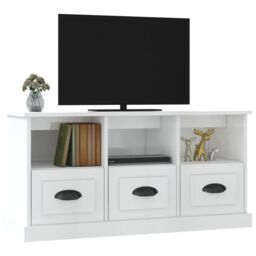 Berkfield Home TV Cabinet High Gloss White 100x35x50 cm Engineered Wood - Size: 100 x 35 x 50 cm - thumbnail 4