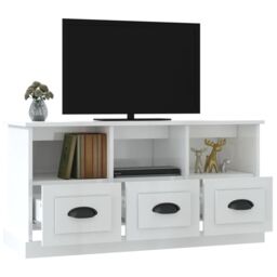 Berkfield Home TV Cabinet High Gloss White 100x35x50 cm Engineered Wood - Size: 100 x 35 x 50 cm - thumbnail 5