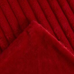 OHS Faux Fur Ribbed Fleece Throw Blanket Winter Warm Supersoft in Red - thumbnail 6