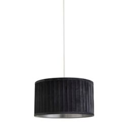Lighting Collection Pleated Velvet Grey Shade With Metallic Silver Inner 30Cm D Lamp Shade - thumbnail 3