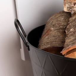 Charles Bentley Yew Fireside Log Bucket Contemporary Design Iron Matte Black - Size: Large - thumbnail 3