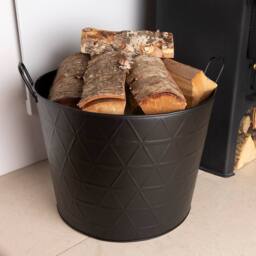 Charles Bentley Yew Fireside Log Bucket Contemporary Design Iron Matte Black - Size: Large