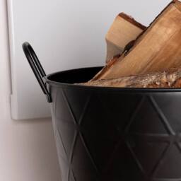 Charles Bentley Yew Fireside Log Bucket Contemporary Design Iron Matte Black - Size: Large - thumbnail 2