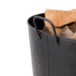 Charles Bentley Yew Fireside Log Bucket Contemporary Design Iron Matte Black - Size: Large - thumbnail 6