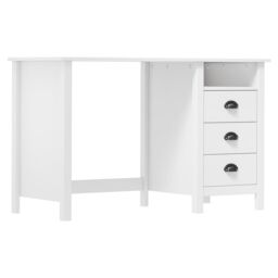 Berkfield Home Desk Hill with 3 Drawers 120x50x74 cm Solid Pine Wood in White - Size: 120 x 50 x 74 cm