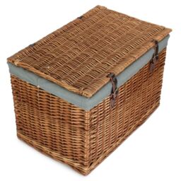 Red Hamper 60cm Double Steamed Chest Picnic Basket with Cotton Lining in Grey - thumbnail 2