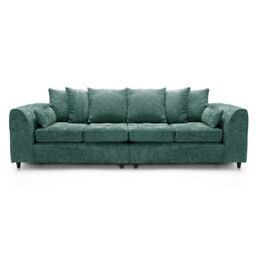 Furnishings For Less UK Monaco Chenille Fabric Long 4 Seater Sofa Scatter Back Curved Arm in Teal