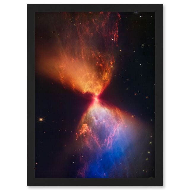 Artery8 NASA James Webb Telescope Catches Fiery Hourglass New Star Forms Protostar Artwork Framed Wall Art Print A4 in Black - image 1