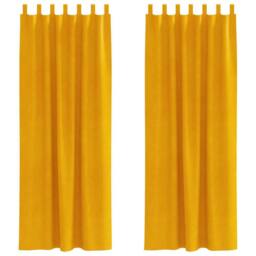 Berkfield Home Blackout Curtains with Hanging Loops 2 pcs Mustard Yellow Velvet