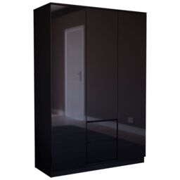 Home Discount Vida Designs Glinton 3 Door 2 Drawer High Gloss Wardrobe Storage Bedroom Furniture in Black - thumbnail 8