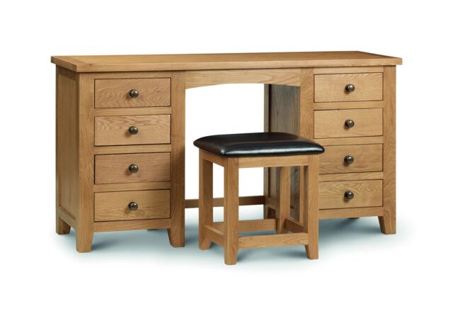 Ashfield Stylish White Oak Twin Pedestal Dressing Table in Light Oak
