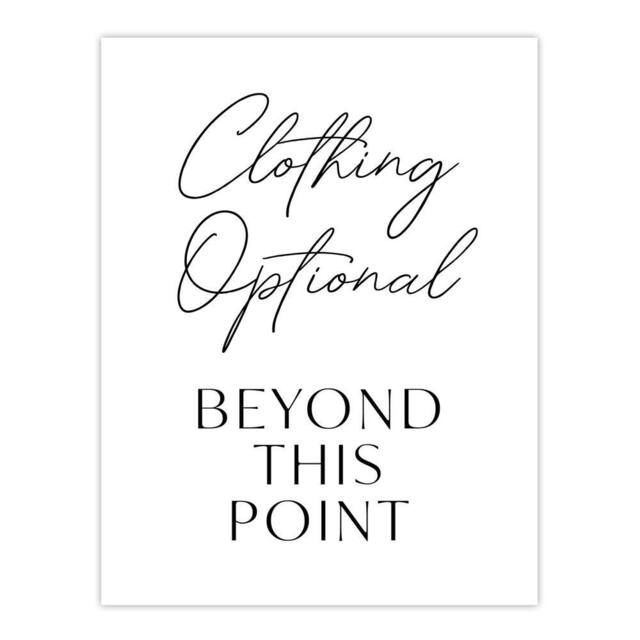 "Artery8 Clothing Optional Beyond This Point Cheeky Funny Wall Art Print in White - Size: W12"" x H16""" - image 1