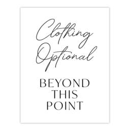 "Artery8 Clothing Optional Beyond This Point Cheeky Funny Wall Art Print in White - Size: W12"" x H16""" - thumbnail 1