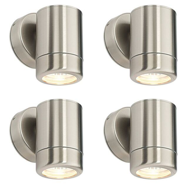 Loops 4 PACK Dimmable Outdoor IP65 Wall Downlight - 7W GU10 LED - Stainless Steel in Metallics - image 1
