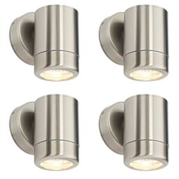 Loops 4 PACK Dimmable Outdoor IP65 Wall Downlight - 7W GU10 LED - Stainless Steel in Metallics - thumbnail 1