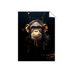 "Warren Reed - Designer Splashart Cheeky Chimp Face Unframed Art Print - Size: W24"" x H36""" - thumbnail 1