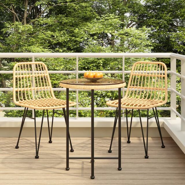 Berkfield Home 3 Piece Garden Dining Set Poly Rattan in Brown - image 1