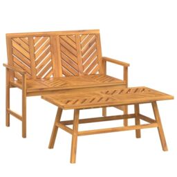 Berkfield Home 2 Piece Garden Lounge Set Solid Wood Acacia in Brown - thumbnail 2