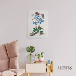 "Artery8 Soldanella Flower & Butterflies Bolton Canvas Wall Art in White - Size: W18"" x H24""" - thumbnail 3