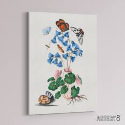 "Artery8 Soldanella Flower & Butterflies Bolton Canvas Wall Art in White - Size: W18"" x H24""" - thumbnail 2