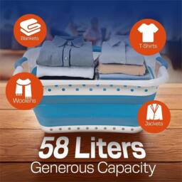 Nordara Blue with 3 Handles 58L Collapsible Pop-Up Laundry Basket - thumbnail 3