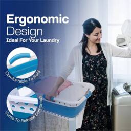 Nordara Blue with 3 Handles 58L Collapsible Pop-Up Laundry Basket - thumbnail 4