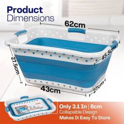 Nordara Blue with 3 Handles 58L Collapsible Pop-Up Laundry Basket - thumbnail 2