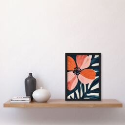 "Artery8 Abstract Flower Bloom Coral Pink Blue Floral Framed Wall Art - Size: W12"" x H16""" - thumbnail 4