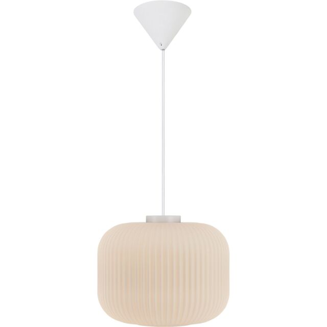 Nordlux Vintage Indoor Pendant Light White Glass E27 Ribbed - Mains Powered, IP20 - image 1