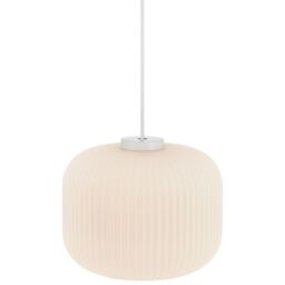 Nordlux Vintage Indoor Pendant Light White Glass E27 Ribbed - Mains Powered, IP20 - thumbnail 3