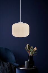 Nordlux Vintage Indoor Pendant Light White Glass E27 Ribbed - Mains Powered, IP20 - thumbnail 8