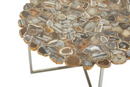 Orsina Distinctive Agate Coffee Table With Cross Base, Modern Silver Finish Decorative Table in Natural - thumbnail 6