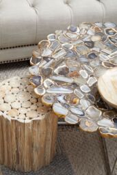 Orsina Distinctive Agate Coffee Table With Cross Base, Modern Silver Finish Decorative Table in Natural - thumbnail 2