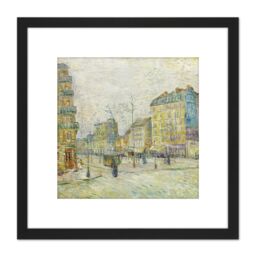 Artery8 Vincent Van Gogh Boulevard De Clichy 8X8 Inch Square Wooden Framed Wall Art Print Picture with Mount in Black - thumbnail 1