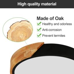 COMELY Modern LED Ceiling Light Round Wood 24W, 6500K, 30x5x30cm, Black - Size: 30 x 5 x 30 cm - thumbnail 2